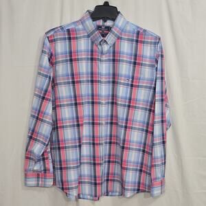 Vineyard Vines Tucker Shirt Men's XL Blue Pink Plaid Slim Long Sleeve Pockets